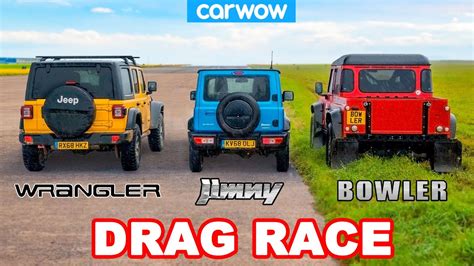 Suzuki Jimny Vs Jeep Wrangler Vs Bowler Off Road Drag Race Rolling