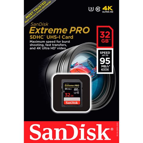 Carte Mémoire Sandisk Extreme Pro Sdhc 32gb V30 U3 Sds 95mb S