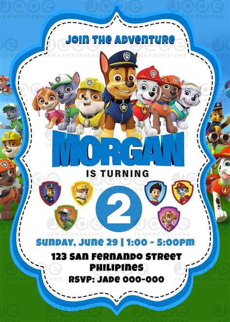 Birthday Invitations Personalized Invitation Paw Patrol