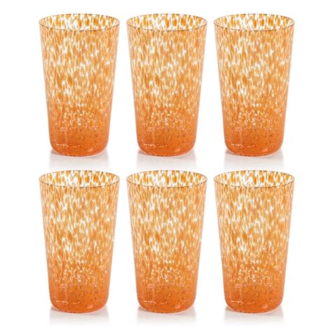 Orange Willa Speckled Highball Glasses Set Of 6 By Zodax Seven Colonial