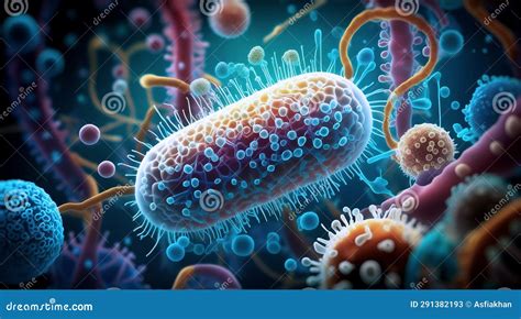 Microscopia Di Cellule Virali E Batteri Illustrazione Di Stock