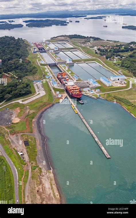 Aerial View Of Two Neo Panamax Container Ships Crossing The Third Set