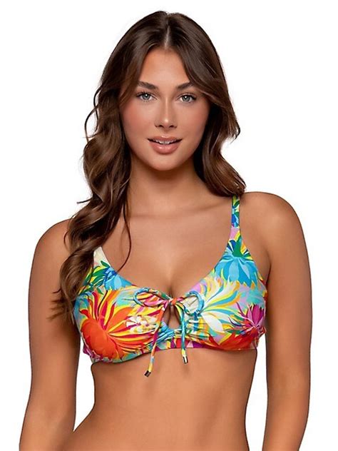 Hauteflair Womens Lotus Kauai Keyhole Front Tie Underwire Swimwear