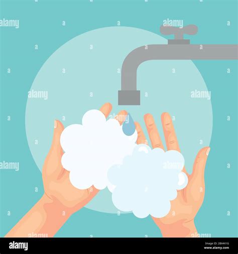 Hands Washing With Soap Under Water Tap Vector Design Stock Vector Image And Art Alamy