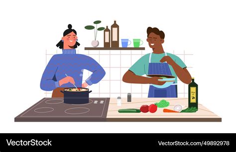 Cooking soup and salad Royalty Free Vector Image