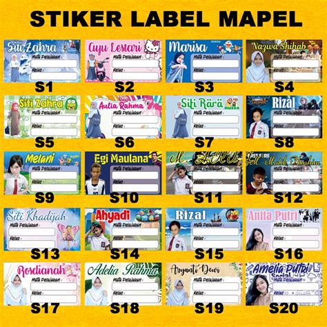 Jual STIKER LABEL MATA PELAJARAN MAPEL CUSTOM NAMA DAN FOTO PAKET ISI