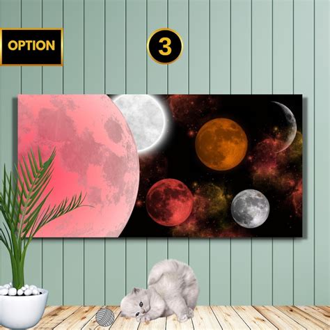 Moon Phases Canvas Lunar Eclipse Wall Art Moon Poster Moon Etsy