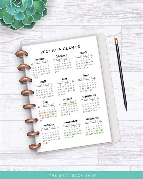 2023 Year At A Glance 2023 Printable Calendar A4 A5 Etsy Australia