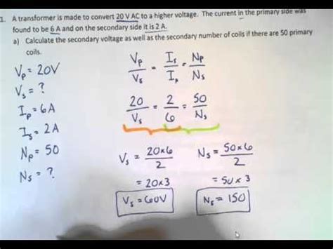 Transformer Equation Example Problems Transformers Problem Lesson