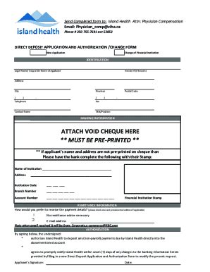 Fillable Online Attach Void Cheque Here Must Be Pre Fax Email