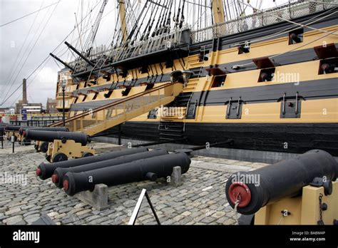 Cannons On Display At Hms Victory Portsmouth Stock Photo Alamy