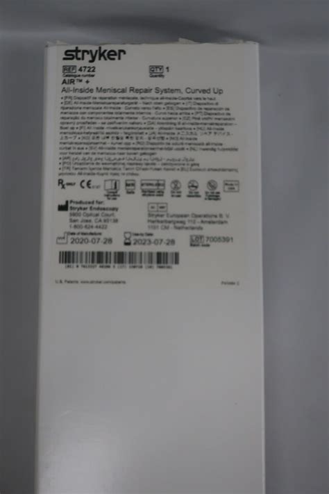 New Stryker 4722 Air All Inside Meniscal Repair System 17g Needle