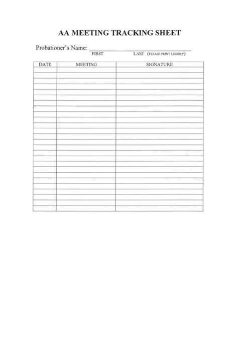 Aa Attendance Sheet Printable