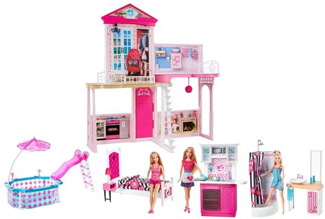 Barbie Complete Home Set - House and Pool Giftset inc 3 Dolls and 3 Furniture Sets - Buy Online ...