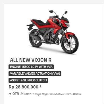 Resmi Harga Yamaha All New Vixion R SOHC 155 Cc VVA Rp 28 8 Juta Saja