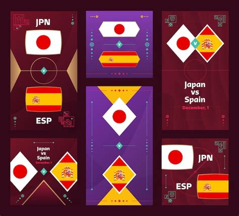 Jap O Vs Espanha Match World Football Banner Vertical E Quadrado