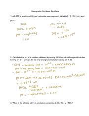 Monoprotic Acid Base Worksheet Pdf Monoprotic Acid Base Equilibria 1