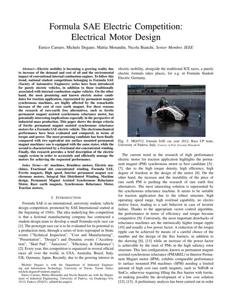 formula sae electric competition electrical motor design