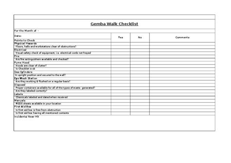 Safety Gemba Walk Template