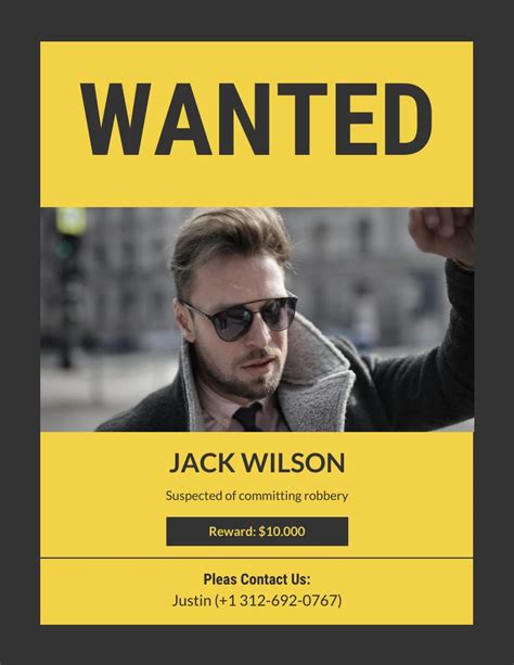 Black And Yellow Square Wanted Poster Venngage