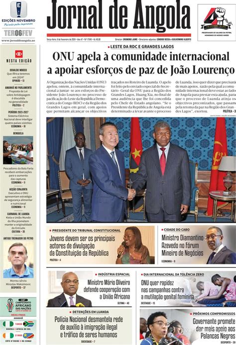 Capa Jornal De Angola De 2024 02 06