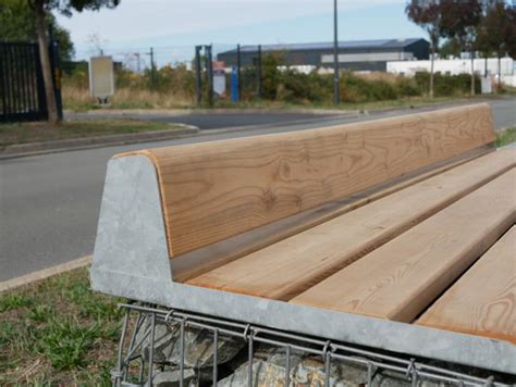 Banc Sur Gabion Avec Petit Dossier En Bois Agence Urbaine