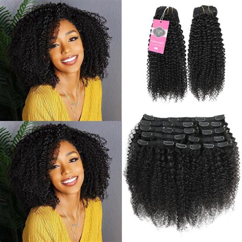 Yami Kinky Curly Clip In Hair Extensions，10pcs Clips