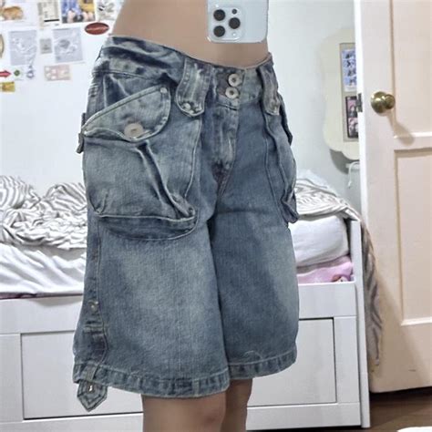 Insane Vintage Baggy Cargo Jorts From Korea Brand Depop