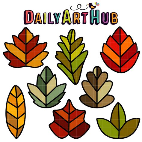 Stained Glass Fall Leaves Clip Art Set Daily Art Hub Free Clip Art