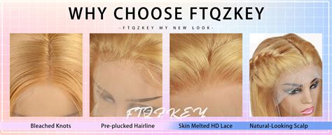 Amazon FTQZKEY Honey Blonde Hd Lace Front Wig Human Hair 13x4 Blonde Body Wave Lace Front