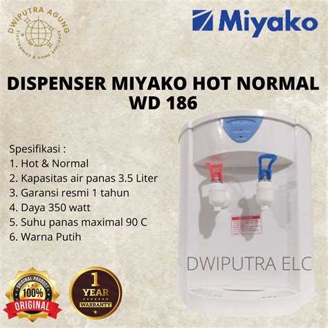 Jual DISPENSER AIR GALON ATAS MIYAKO WD186 WD 186 WD 186 HOT NORMAL