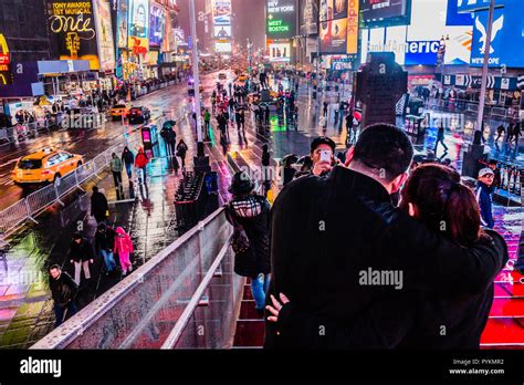 Rain Times Square Theater District Manhattan New York New York USA