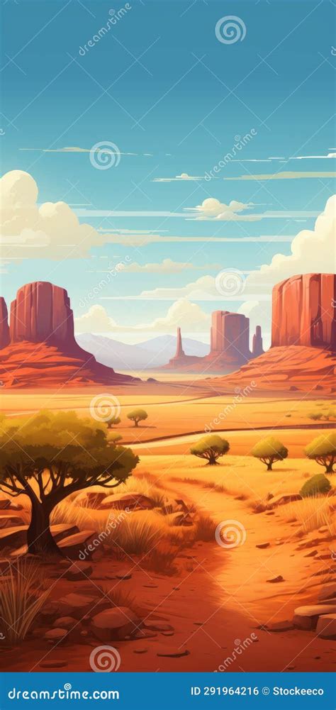 Wild West Desert Scene High Quality Savanna Illustration With