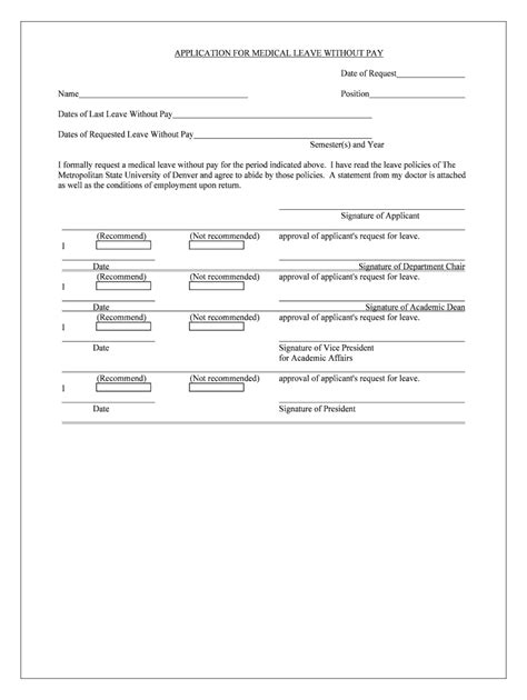 Fillable Online Application For Medical Leave Without Pay Fax Email Print Pdffiller