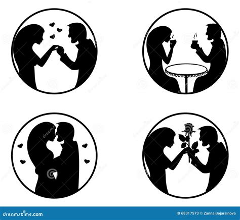 Couples En Silhouettes De Noir Damour Illustration De Vecteur