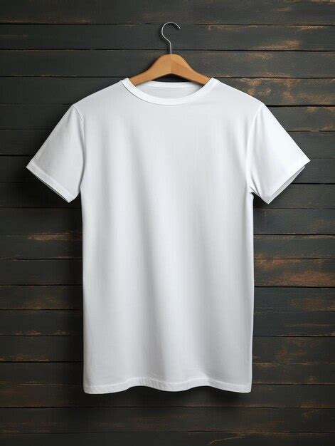 Premium Ai Image White T Shirt Hanging On A Wooden Board