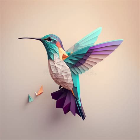 Low Poly Hummingbird Isolated On A White Background 3d Illustration