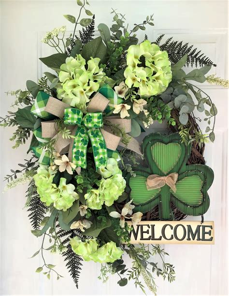 St Patricks Day Wreath For Front Door St Patricks Etsy St