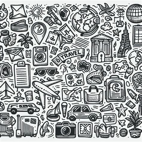 Premium Photo Vector Hand Drawn Travel Doodle Icon Set