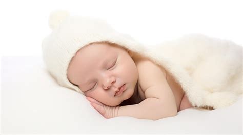 Premium Ai Image Closeup Baby Sleeping White Background