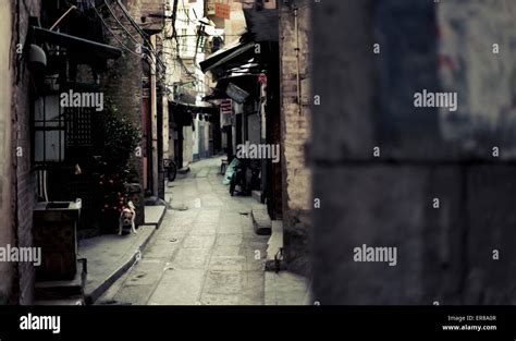Narrow Lane Between Houses Guangzhou China Stock Photo Alamy