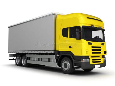 Yellow Delivery Truck On A White Background3d Illustration Stock