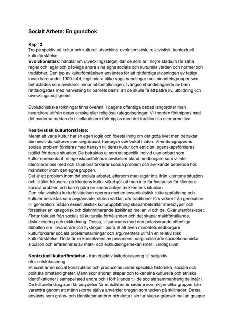 Socialt Arbete Sammanfattningar Socialt Arbete En Grundbok Kap 13