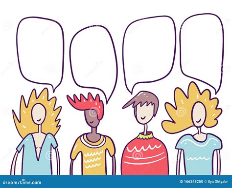 Conversa De Pessoas E Bolhas De Fala Em Ilustra O Vetorial Do Estilo