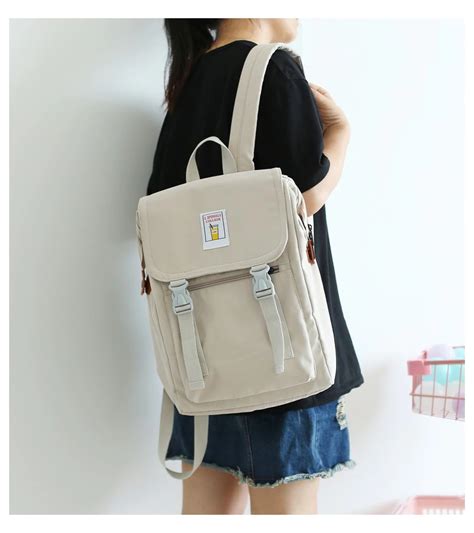 Korean Canvas Women Gray Backpack Harajuku Kawaii Travel School Bag Pack For Teenage Girls