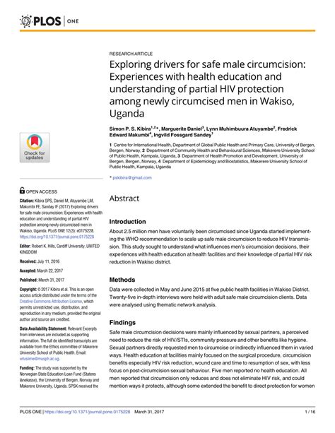 Pdf Exploring Drivers For Safe Male Circumcision Experiences With