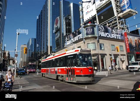 A Tram Crosses Yonge Street The Longest Street In The World Toronto