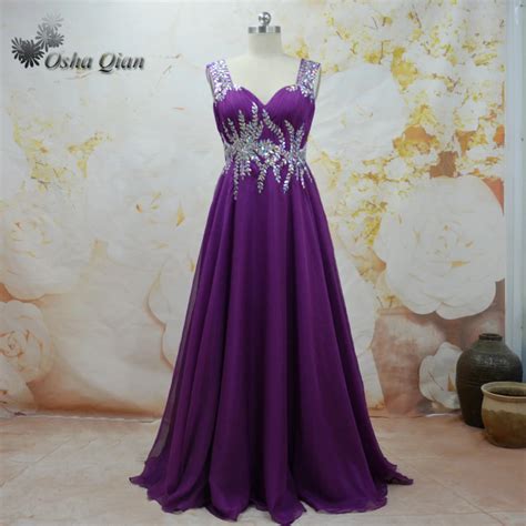 Vestidos De Formatura Purple Long Elegant Prom Dresses Rhinestones