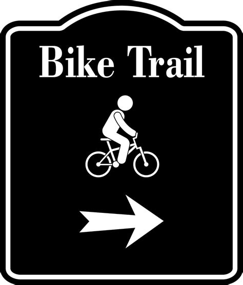 Bike Trail Symbol Right Arrow Black Aluminum Composite Sign 85x10