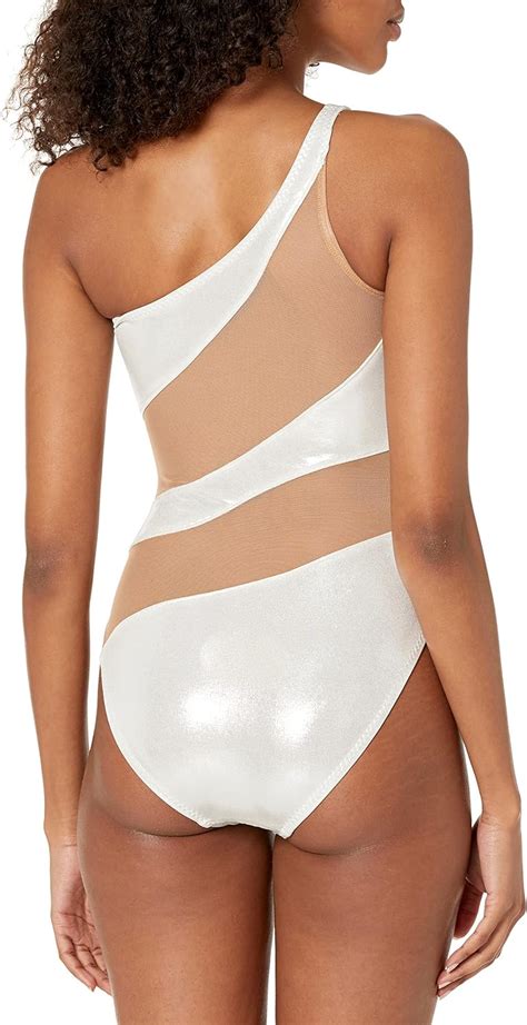 Norma Kamali Womens Snake Mesh Mio One Piece Swimsuit Pearl Nude Mesh